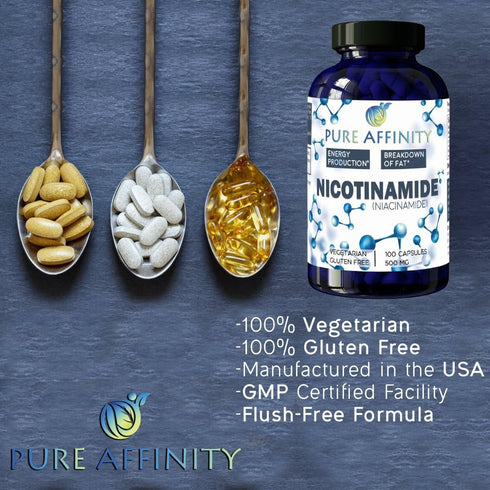 200 Count B3 Nicotinamide 500 mg, Flush-Free Niacin for Energy Booster, Cell Regenerator, Anti-Aging (200 Ct)