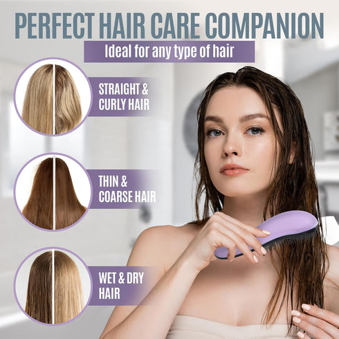 Detangling Hair Brush for Kids and Adults - Gentle Brushes with Soft Bristles for All Hair Types (Black)