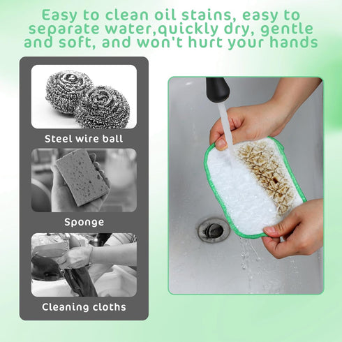 YBEATY 5 Pcs Wire Dishwashing Cloth Multipurpose Double-Sided Stainless Steel Wire with Multi-Layer Cotton Thread Metal