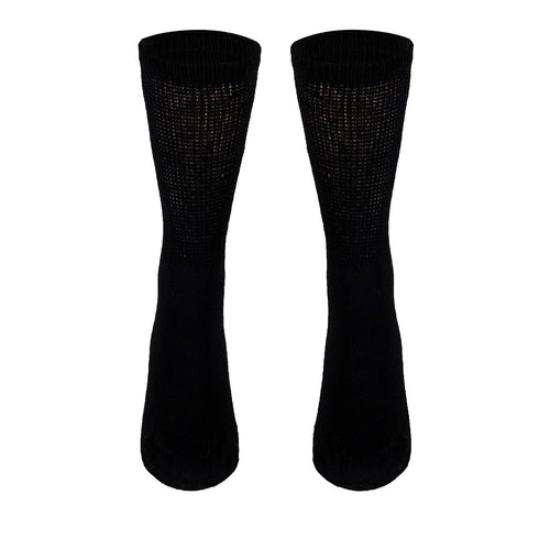 Truform Comfort Crew Diabetic Socks for Men and Women - Mid Calf, Black, Small