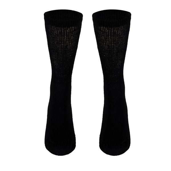 Truform Comfort Crew Diabetic Socks for Men and Women - Mid Calf, Black, Small