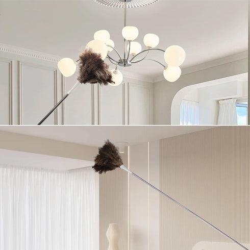 Ostrich Feather Duster Pole up to 72 Inch, Extendable Feather Duster for Home Cleaning Ceilings, Furniture, and Fans