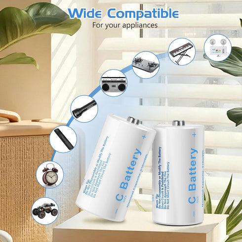 winbasic LR14 4100mWh 1.5V (6 Pack, C Batteries C Size Rechargeable Lithium Batteries, USB-C Charging for Toys
