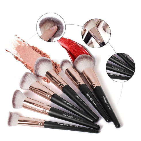 MAANGE 18 Pcs Professional Makeup Brushes Set with Case, Premium Synthetic Face Kabuki Brush Kit, Christmas Gift