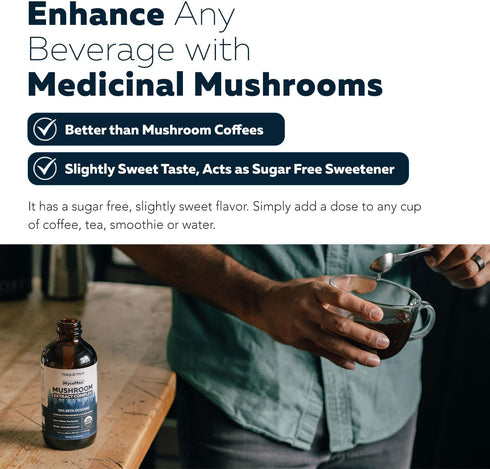 MycoMax Mushroom Complex - 70% Beta Glucans, Promotes Cognition, Immunity, Energy, 8 oz.