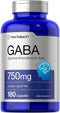 Horbaach GABA 750mg, 180 Capsules, Non-GMO, Gluten Free, Gamma Aminobutyric Acid Supplement