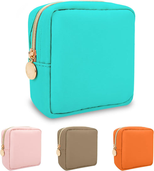 Nylon Mini Makeup Bag for Purse, Waterproof Travel Coin Pouch, Cute Zipper Pouch for Women, Mint