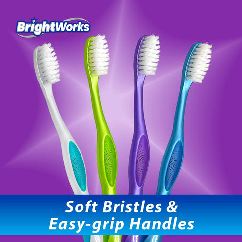 Dazzling Clean Manual Toothbrush, 10 Pack, Soft Bristles for Sensitive Teeth, Multiple Colors