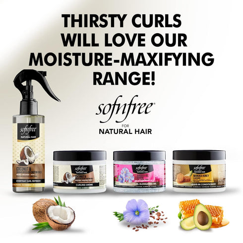Sofn’free Coconut & Jamaican Black Castor Oil - Everyday Curl Refresher Spray for Curly Hair, 8.12 Fl Oz