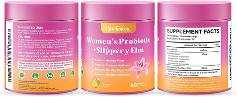 Gummies Immune 60 Count Feminine Probiotics for Women with Slippery Elm Prebiotics & Lactobacillus Blend Supports