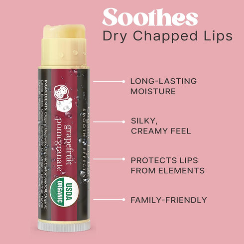 USDA Organic Lip Balm, USA Made with Natural Ingredients, 4 Pack Multi Flavor Moisturizer for Dry Lips