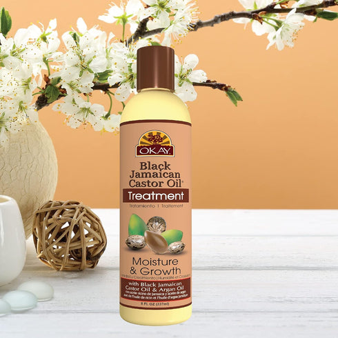 OKAY Black Jamaican Castor Oil, 8 Oz - Treatment for All Hair Types, Repair, Moisturize, Grow Healthy Hair