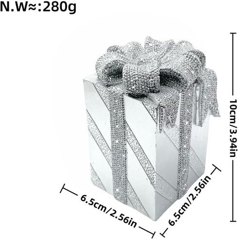 LDDIFHWW Resin Gift Box, Ornament, Sculpture, Home Decoration, for Desk, TV Stand, Sliver