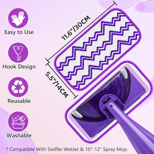 7 Pack Reusable Mop Pads Compatible with Swiffer Wet Jet Mop: Thick Microfiber Wet Jet Refills for Wood Floor