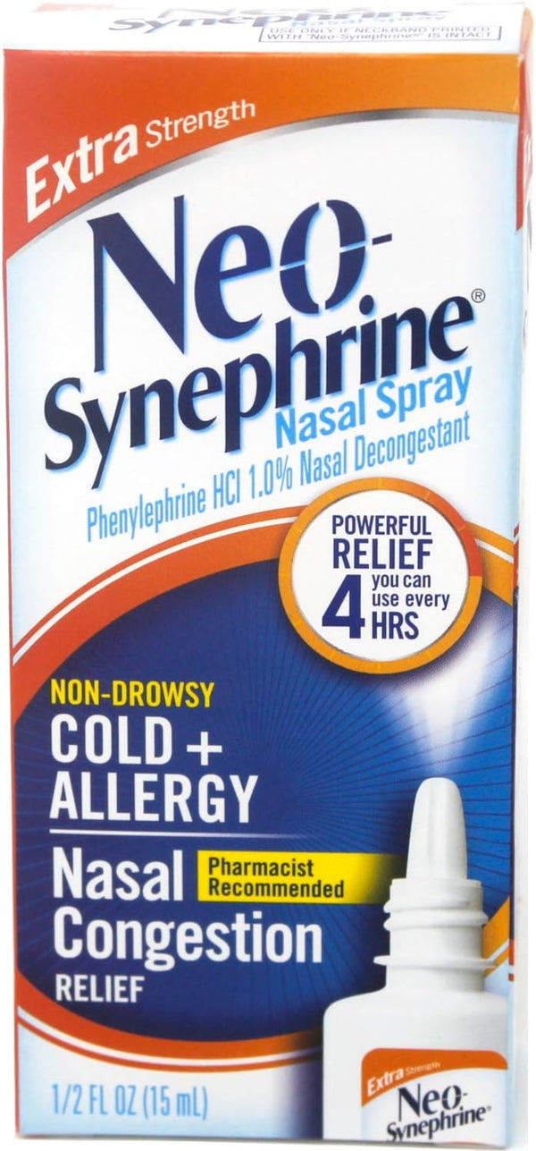 Neo-Synephrine Nasal Spray, Extra Strength Formula, 0.50 Ounces Each, Value Pack of 4
