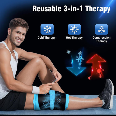 Comfytemp Wearable Ice Pack for Injuries - Reusable Gel Cold Bag with 2 Straps, 10.5" x 14.5" for Pain Relief