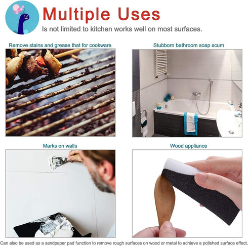 PULITO STATO Multi-Use Heavy Duty Color Scrub Sponge, Long Lasting Non-Scratch Cleaning, 3 Pack