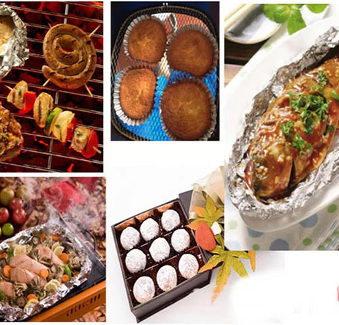 HENANCXF 200 Catering(Size:35 35cm*20m) PCS Aluminum Foil Sheets for Seafood, Mini Oyster and Scallop Shell Pans
