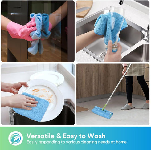 HOMEXCEL 12 Pack Microfiber Cleaning Cloths, Blue Premium Towels, Lint Free, Highly Absorbent, 11.5"X11.5"