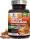 Pure Ceylon Cinnamon Capsules, Certified Organic, Non-GMO, Gluten-Free, Sri Lanka Powder Supplement, Vegan, Sugar Free