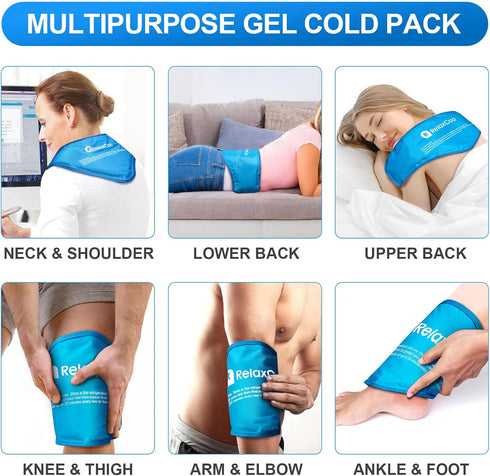 Neck Ice Pack Wrap, Reusable Gel Ice Pack for Cold Compress Therapy, Pain Relief for Injuries and Swelling