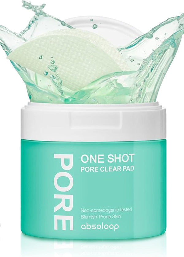 One Shot Pore Clear Toner Pad - Korean Skincare Toner Pad for Blackhead Removal, Vegan (60 Pads, 4.9oz)