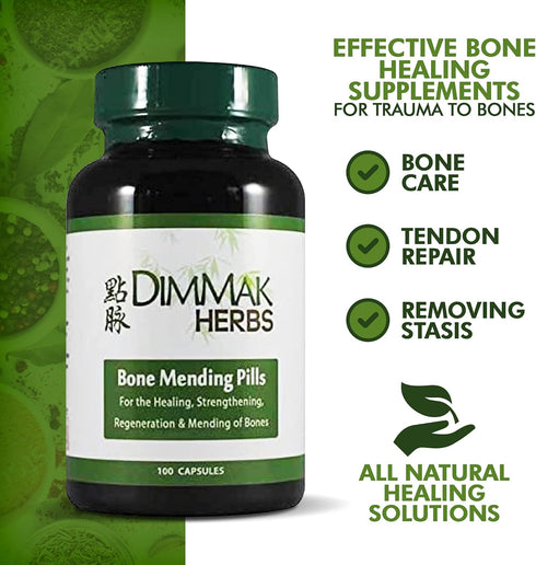 Certified Organic Bone Mending Pills by Dimmak Herbs, Bone Fracture Healing Supplement, 100 caps