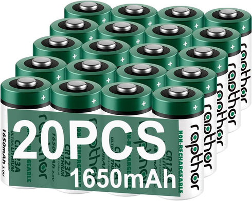 rapthor CR123A Lithium Batteries 1650mAh High Power UL Certified 3V Non-Rechargeable Battery with