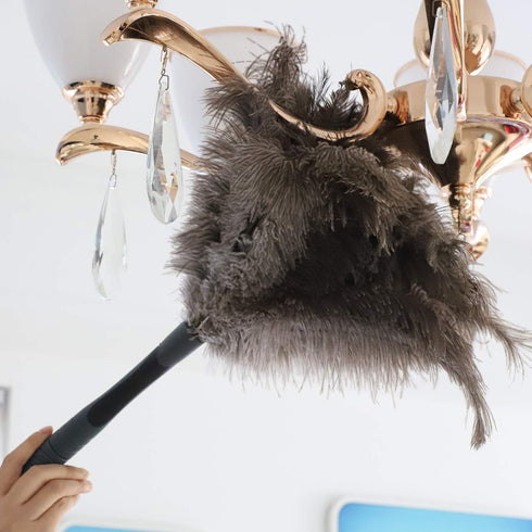Ostrich Feather Duster, Big Soft Fluffy Duster, 22 Inch, Gray Color