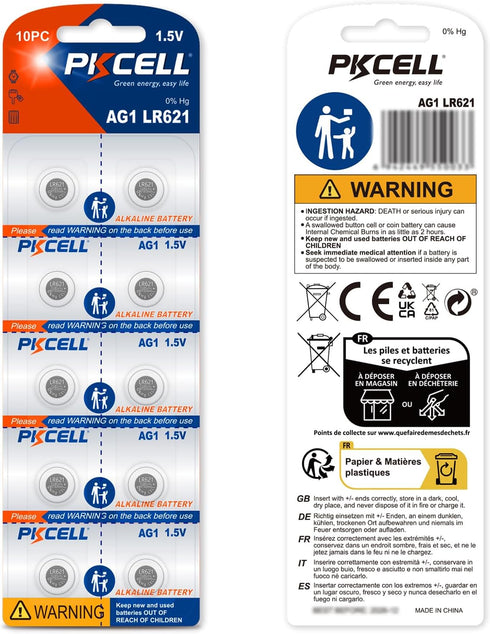 PKCELL 20 Pack SR621sw AG1 1.5V LR621 363 364 Watch Battery Battery Watch Batteries