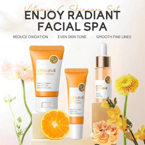 Skincare Set Gifts for Teen Girls - Vitamin C Travel Size Skin Care Set, Includes Face Serum, Eye Cream, Face Cream