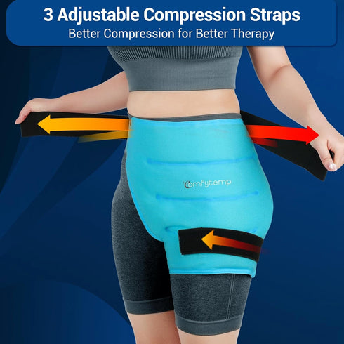 Comfytemp Large Hip Ice Pack Wrap for Pain Relief, Sciatica, Hip Replacement, Reusable Gel Ice Pack for Injuries, FSA
