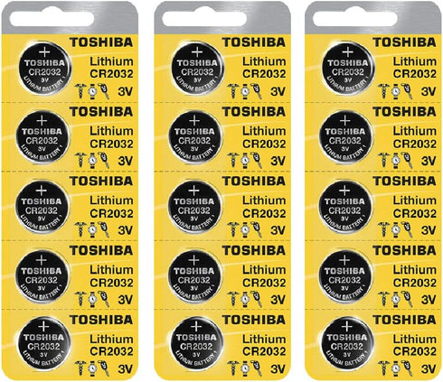 Toshiba CR2032 3V Lithium Coin Cell Battery (15 Batteries)