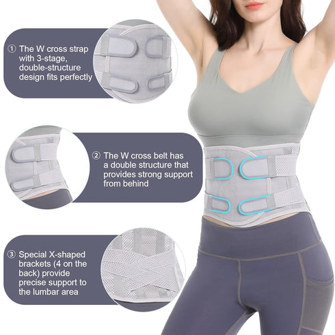 Breathable Back Brace for Lower Back Pain, Support Belt for Women, Comfort and Posture Improvement