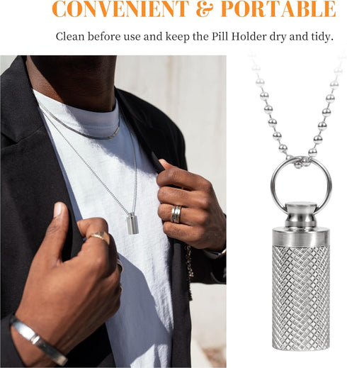 Titanium Keychain Pill Holder Container, Waterproof Portable Pill Box Case for Purse or Pocket, 1pc