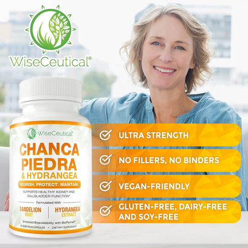Max Strength Chanca Piedra, Hydrangea & Dandelion Root - Natural Kidney & Gallbladder Formula, 60 Veggie Capsules