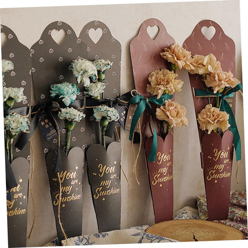 Packaging 5pcs Packing Parliky Single Flower Boxes Dark Red Paper Wrappers for Floral Arrangements Bouquet Wrapping