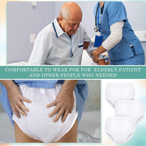 Weewooday 10 Pcs Adult Plastic Pants, Medium, White, Waterproof Incontinence Underpants, EVA Pull on Cover Pants, Leak