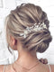 Heread Pearl Bride Wedding Hair Pins, Silver Leaf Bridal Hair Accessories for Women and Girls (Pack of 3)