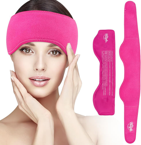Hilph Headache Ice Pack Migraine Head Wrap – Reusable Cold Pack for Migraine Relief, Tension, Sinus Pain (Red)