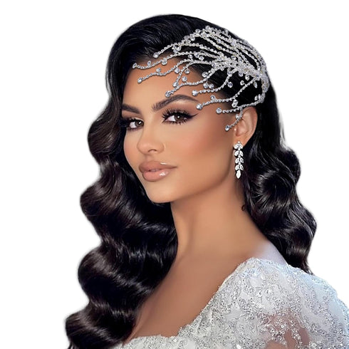 Wedding Headband Crystal Bridal Headpiece, Rhinestone Hair Accessories for Women Bride and Bridesmaids (562 Silver)