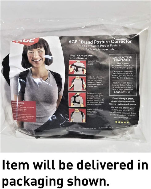 ACE Brand Posture Corrector, Adjustable with Hook-and-Loop Shoulder Straps, One Size Fits Most