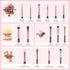 Jessup 15Pcs Professional Makeup Brush Set - Natural-Synthetic Hair Tools in Pearl Black/Rose Gold