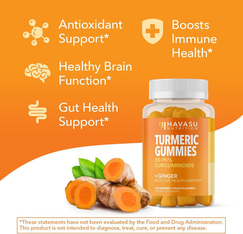 Gummies Immune 120 Count 2 Turmeric with Ginger Root Extract - Digestive Health and Support Supplement for Overall