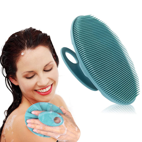 INNERNEED Soft Silicone Body Cleansing Brush, Gentle Exfoliating Shower Scrubber for All Skin Types (Dark Green)
