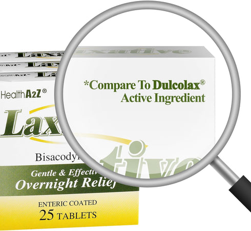 HealthA2Z Laxative Bisacodyl 5mg | Gentle Overnight Relief for Constipation (75 Count, Pack of 3)