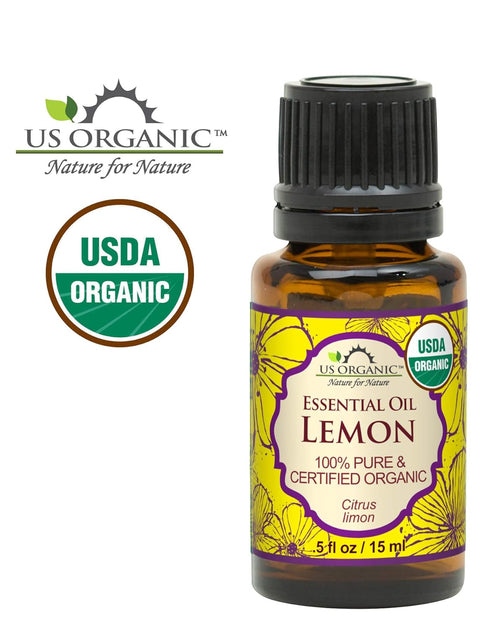 US Organic 100% Pure Lemon Essential Oil - Cold Pressed, USDA Certified Organic - 15 ml with Euro Droppers (More Sizes