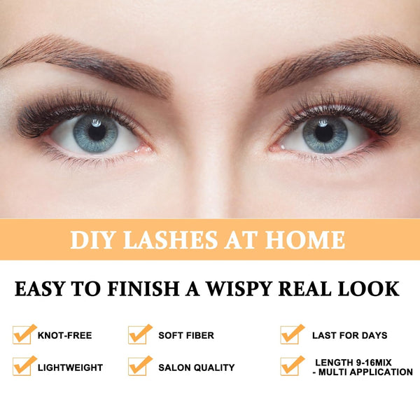 Lash Clusters 30D 50D-D-9-16MIX Individual Lashes - 280 False Eyelash Extensions for DIY at Home