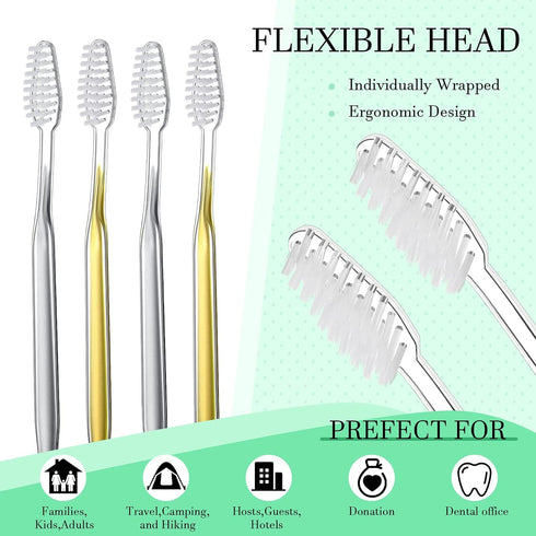 Remerry 100 Pack Disposable Toothbrushes, Soft Bristle, Manual Travel Toothbrushes for Adults, Kids, Hotel Guest,