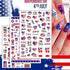 4th of July Nail Art Stickers, American Independence Day Design with Lips Flag Hearts Flame Shape for Women Girls